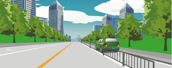 如图所示，这个路段不得长时间在非机动车道上停车，但可以临时停车。配图