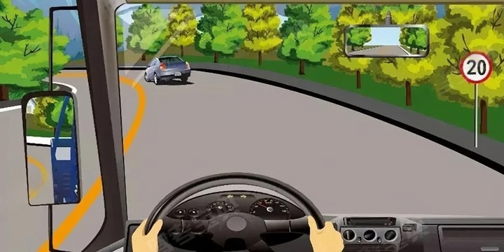 如图所示，驾驶机动车行驶到此弯道路段可以超车。配图